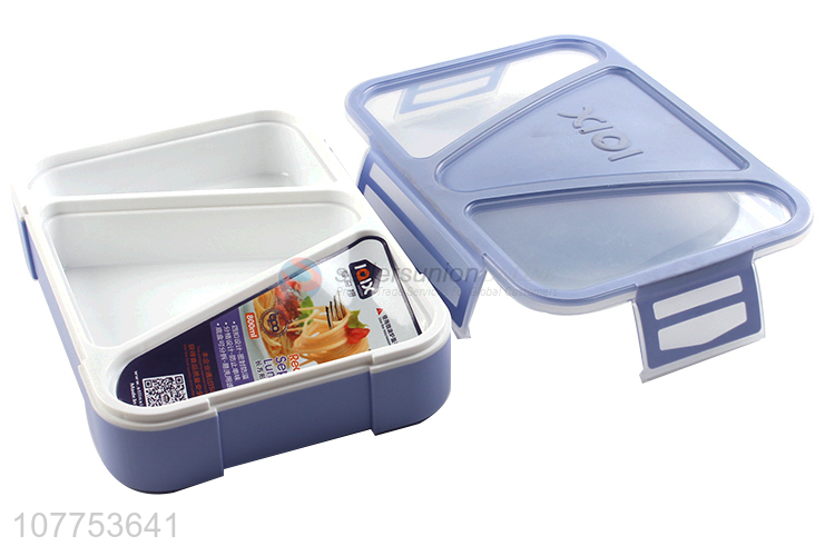 Creative Design Plastic Rectangle Separate Lunch Box With Spoon Set