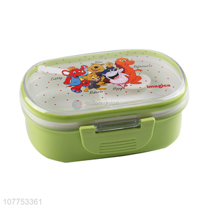 Cartoon Animal Pattern Two Layers Lunch Box With Spoon