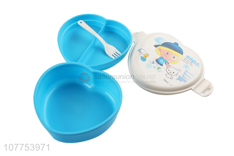 Latest Heart Shape 2 Layers Lunch Box With Fork Wholesale