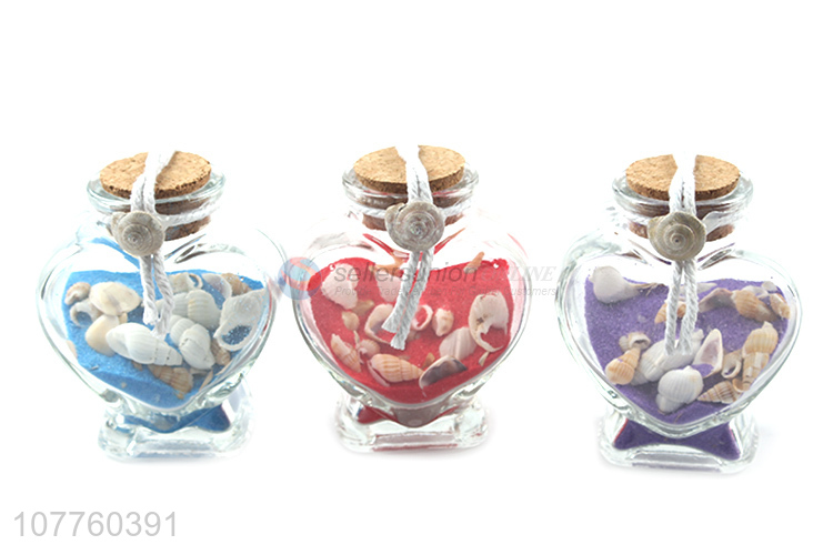 Fashion Heart Shape Lucky Drift Bottle Sand And Shells Glass Bottle