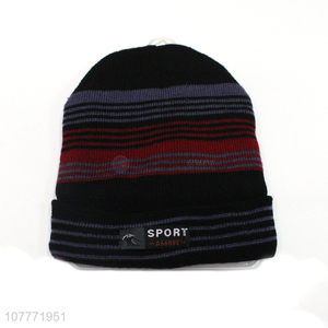 Hot selling outdoor sports casual label knitted hat for men