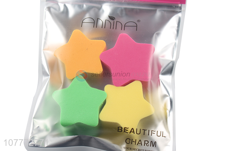 Cute design star shape colourful powder puff for sale