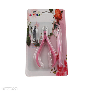 Low price 3 pieces manicure pedicure set nail cutter cuticle pusher set