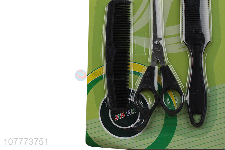 Competitive price 3 pieces hair cutting set hair scissors plastic comb