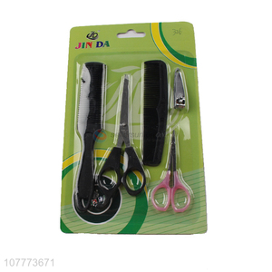 Hot selling 5 pieces hair cutting manicure <em>set</em> hair <em>scissors</em> <em>nail</em> clipper <em>set</em>