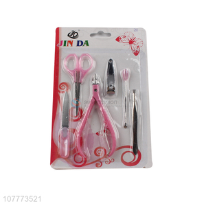 Factory price 6 pieces beauty manicure set nail cutter eyebrow tweezers set