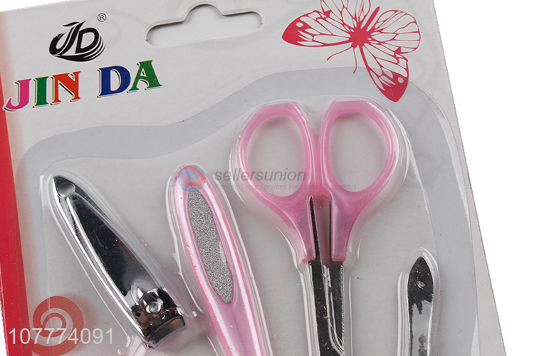 Hot selling 5 pieces beauty manicure set toe cleaning brush nose scissors set