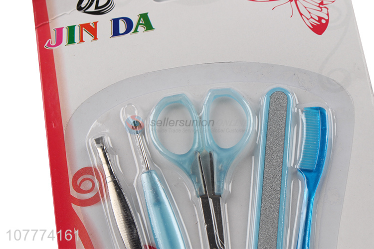 Hot selling 6 pieces beauty manicure set nail file ear pick set