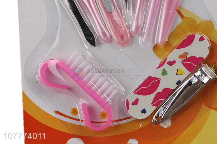 Wholesale 10 pieces beauty manicure set eyebrow tweezers callus pusher set