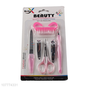 Factory price 6 pieces beauty manicure <em>set</em> <em>nail</em> file eyebrow <em>scissors</em> <em>set</em>