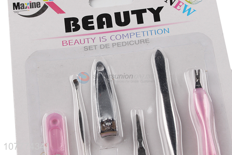 Hot selling 6 pieces beauty manicure set nail clipper ear pick set