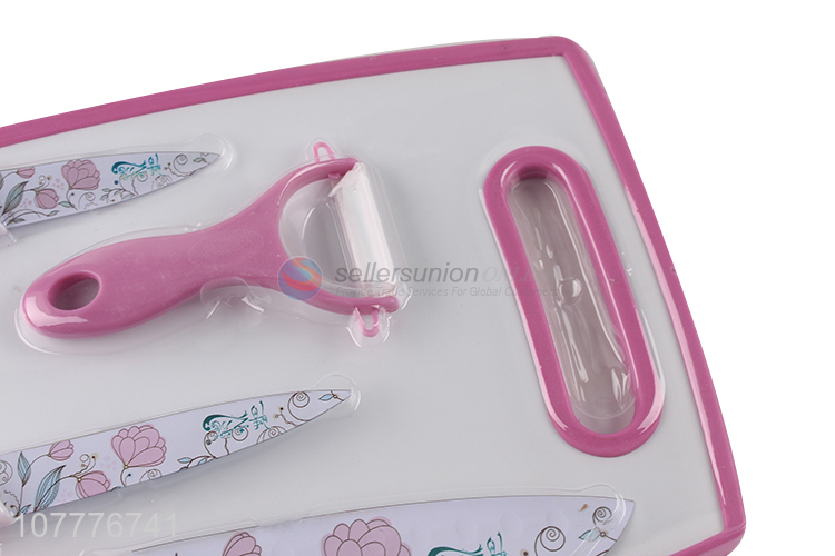 High quality kitchen plastic cutting board with printing knives