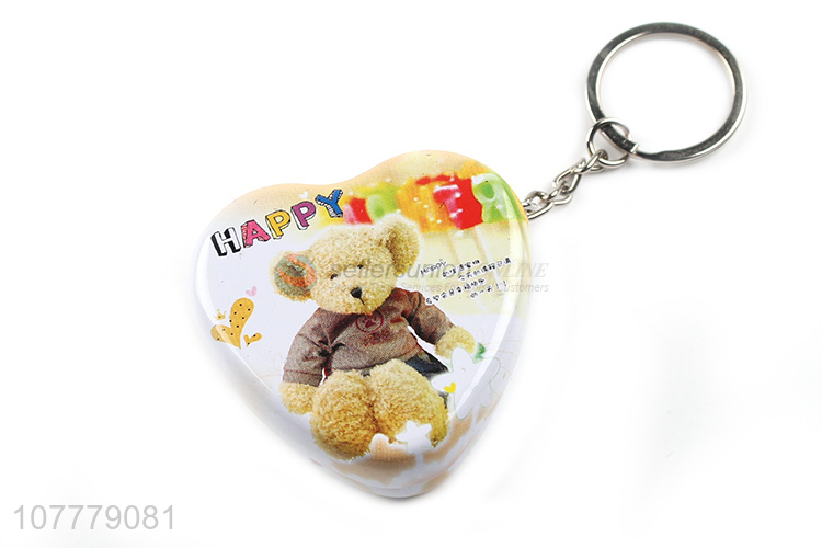 Good Sale Colorful Heart Shape Tin Can Key Chain For Gift