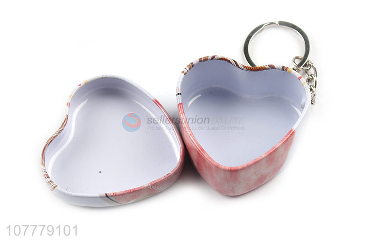 Fashion Style Heart Shape Tin Can Key Chain For Sale