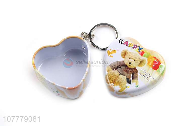 Good Sale Colorful Heart Shape Tin Can Key Chain For Gift