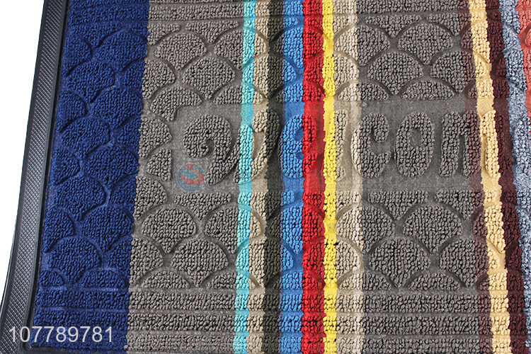 High quality colorful embossed heavy duty loop pile door mat