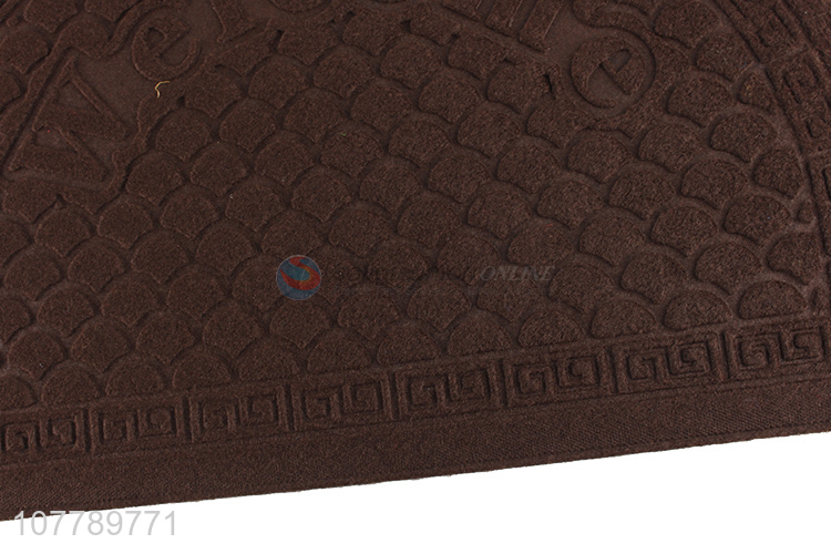 Wholesale half-round brushed embossed door mat bathroom entrance mat