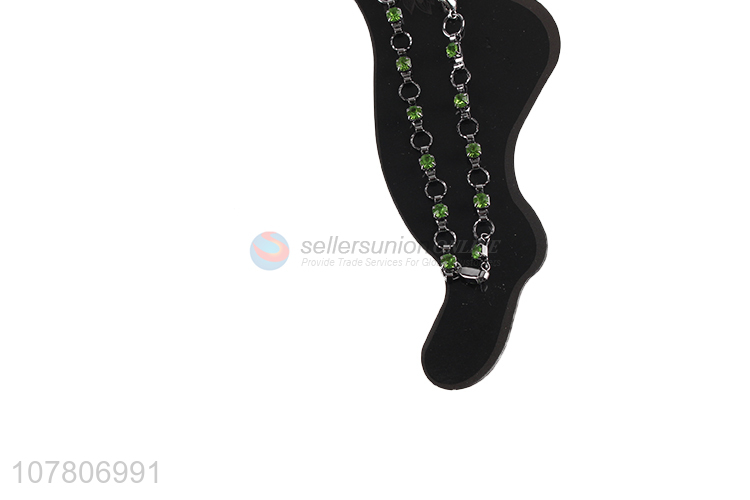 China wholesale all-match green diamond ladies anklet