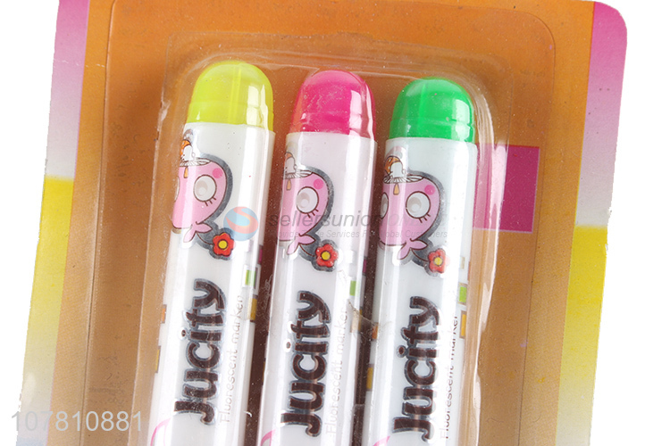 China factory 3 colors plastic highlighter pen for office