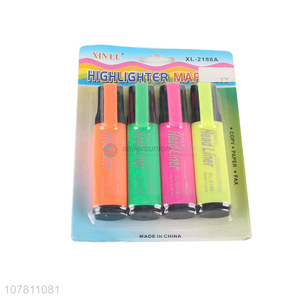 China manufacturer 4 pieces highlighter pens student marking pens