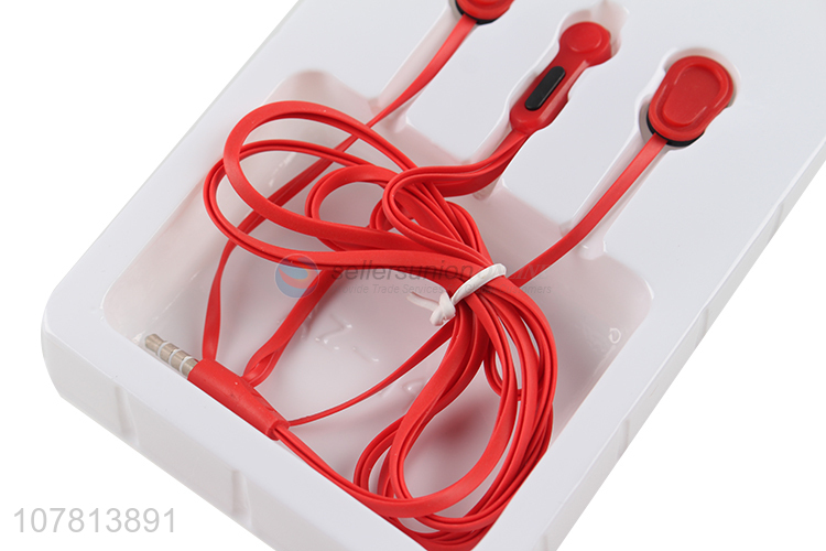 Good quality red metal wired in-ear headphones