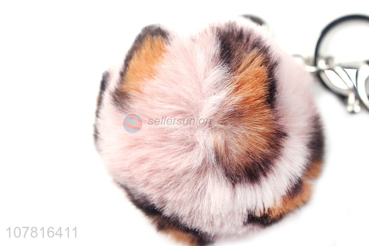 High quality cute furry ball key chains for women bag 