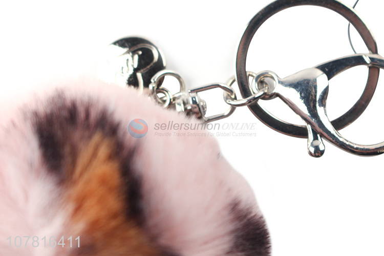 High quality cute furry ball key chains for women bag 