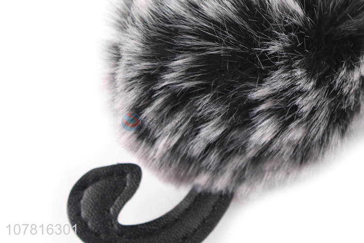 Hot sale cat shape fuzzy ball girly pompom keychains