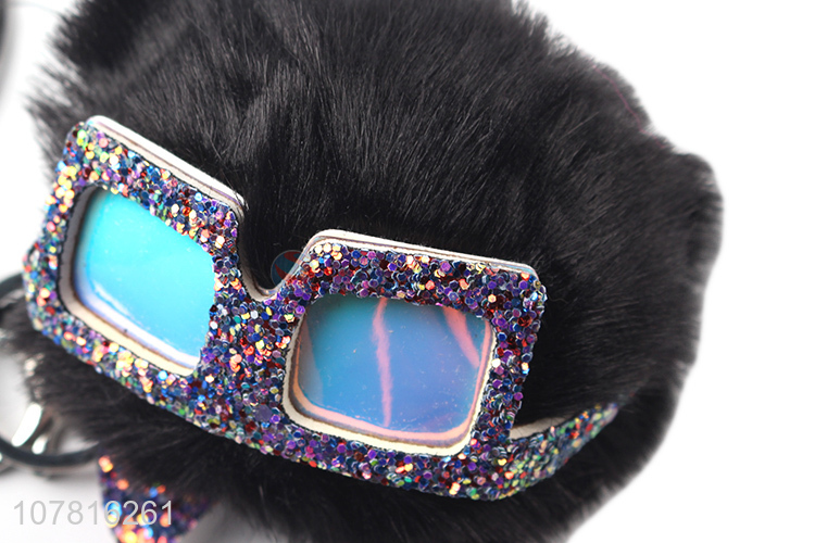 New product decorative fuzzy glasses key chain