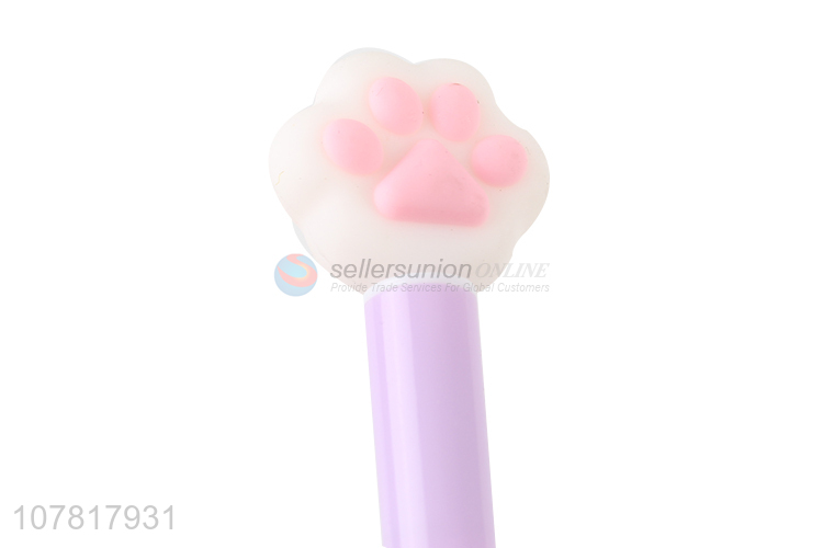 New design cute cat paw gel pen with led light