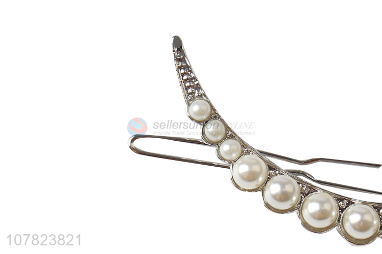 New pea design pearl hairpin ladies metal hairpin