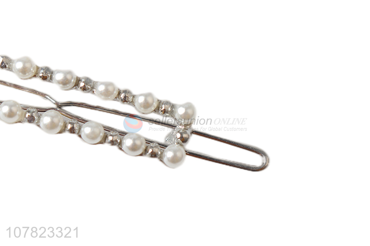 Factory direct sale ladies headdress pearl one word hairpin