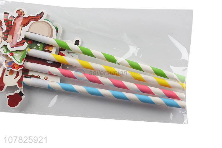 Hot sale 4PCS christmas style paper straw