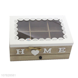 New product 6-compartment wood jewelry storage box tea bag packing box