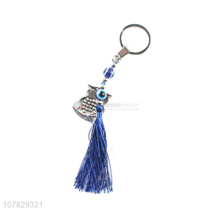 New fashion metal keychain blue bead pendant