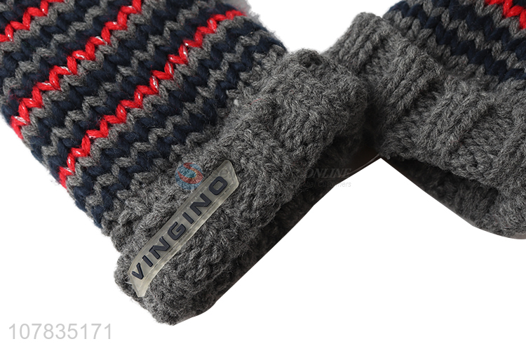 Online wholesasle fleece lined knitting gloves children winter gloves