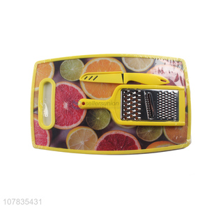 Wholesale food grade plastic cutting board set with fruit knife and grater