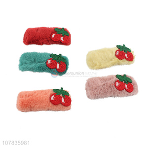 Factory direct sale plush cherry hairpin temperament BB clip