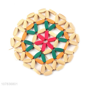 New creative round hollow insulation pot pad wooden coaster