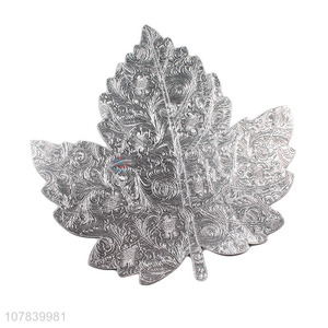 Popular product leaves shape silver table mat placemats