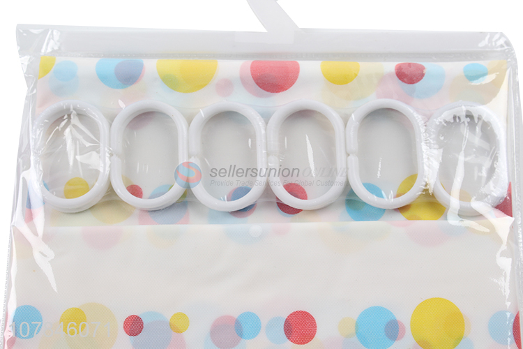 High quality white printing waterproof portable shower curtain