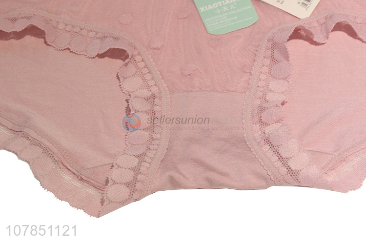 Wholesale high waist pink lace breathable briefs for women