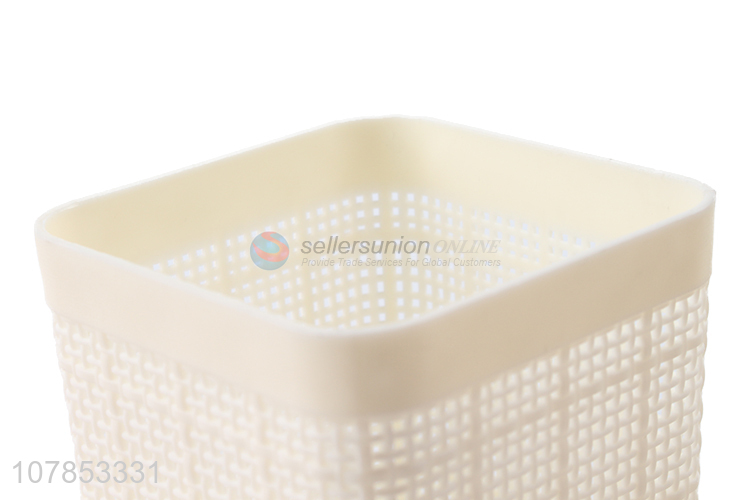 New design white square household plastic storage basket