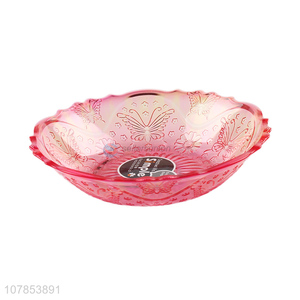 New design pink plastic transparent fruit plate melon seed plate