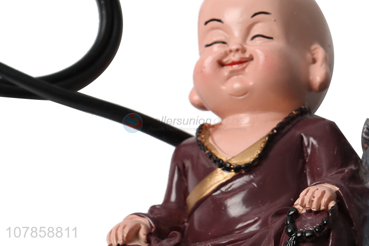 New product boy's gift resin monk figurine static plasma ball lamp