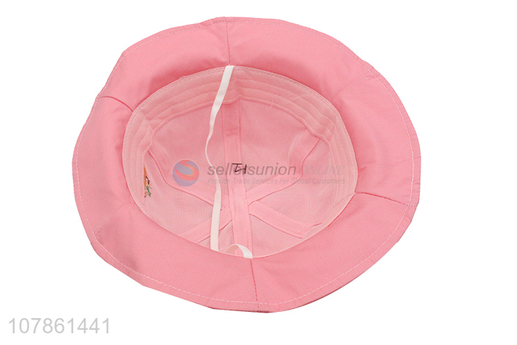 Good sale pink embroidery children outdoor fisherman hat