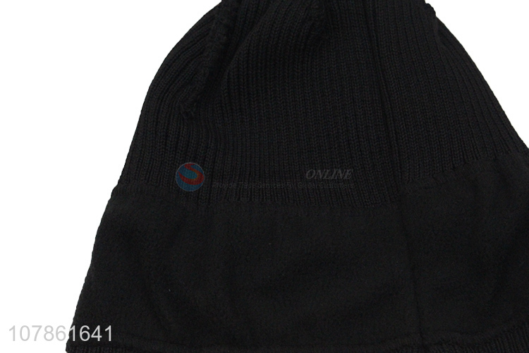 New arrival black fashion warm beanie cap knitted hat wholesale