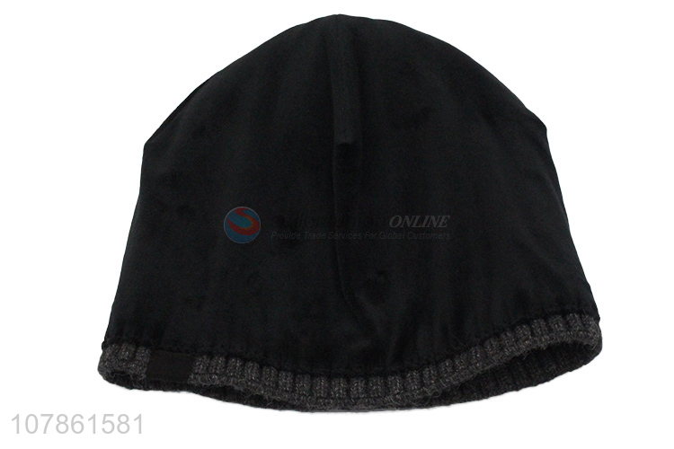 Best selling black winter soft acrylic knitted hat wholesale