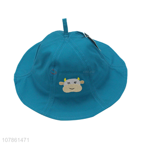 Cute design animal embroidery children fisherman hat for outdoor