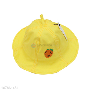 Low price yellow fruit embroidery children fisherman hat